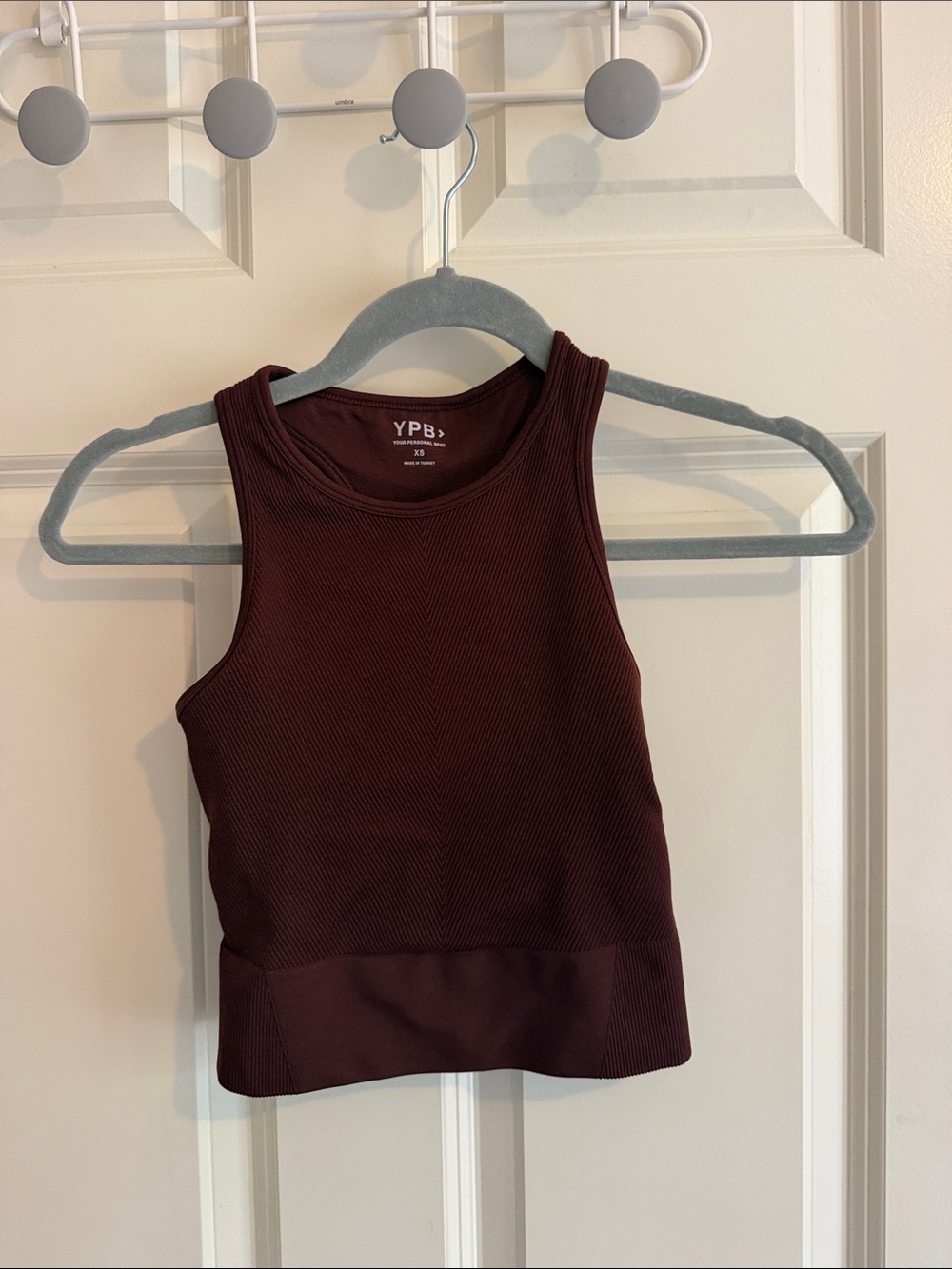 YPB Ribbed Cropped Tank Top - Burgundy